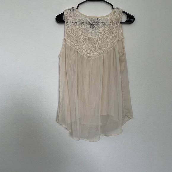 Signature Studio Women's Sleeveless Sheer Lacy Top With Cami Cream LG - Picture 4 of 4
